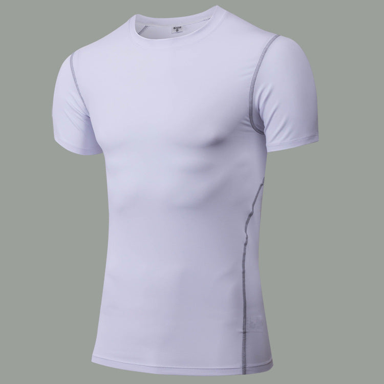 Men's skintight training short sleeve fitness clothes Stretch quick dry T-shirt 12 color 1003