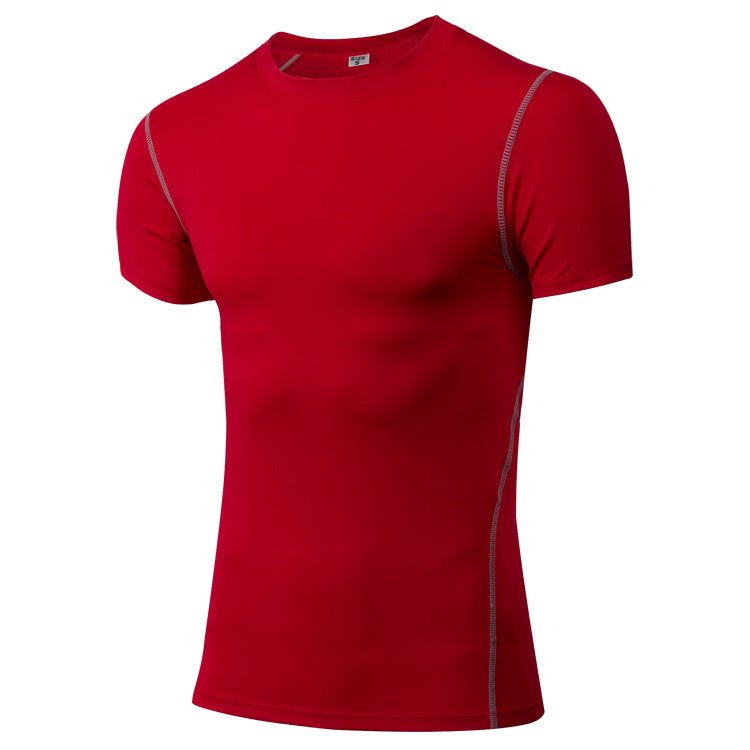 Men's skintight training short sleeve fitness clothes Stretch quick dry T-shirt 12 color 1003