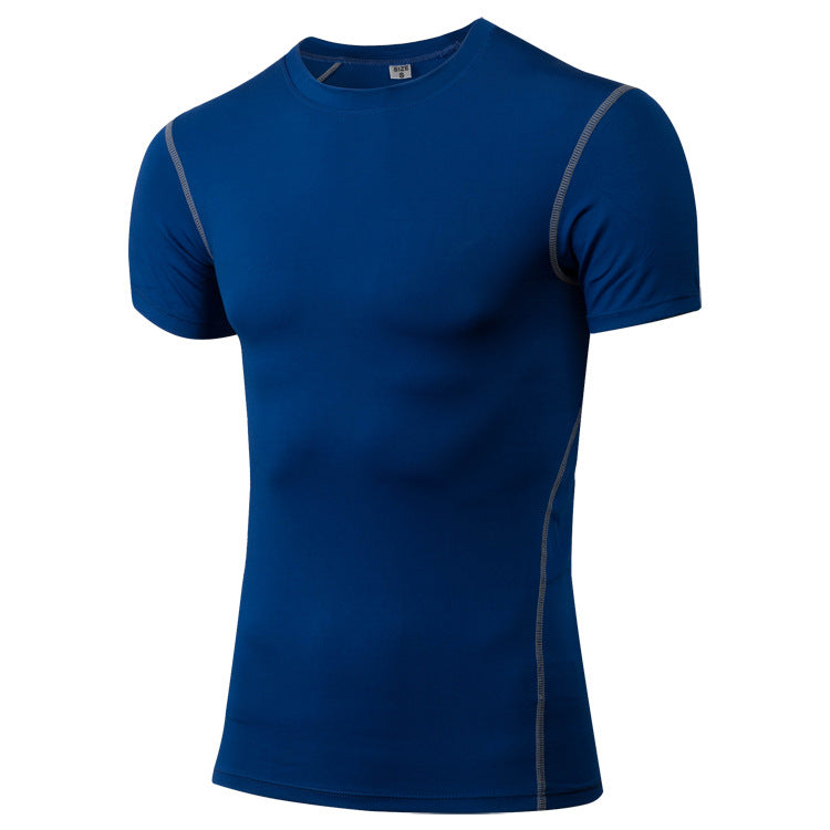 Men's skintight training short sleeve fitness clothes Stretch quick dry T-shirt 12 color 1003