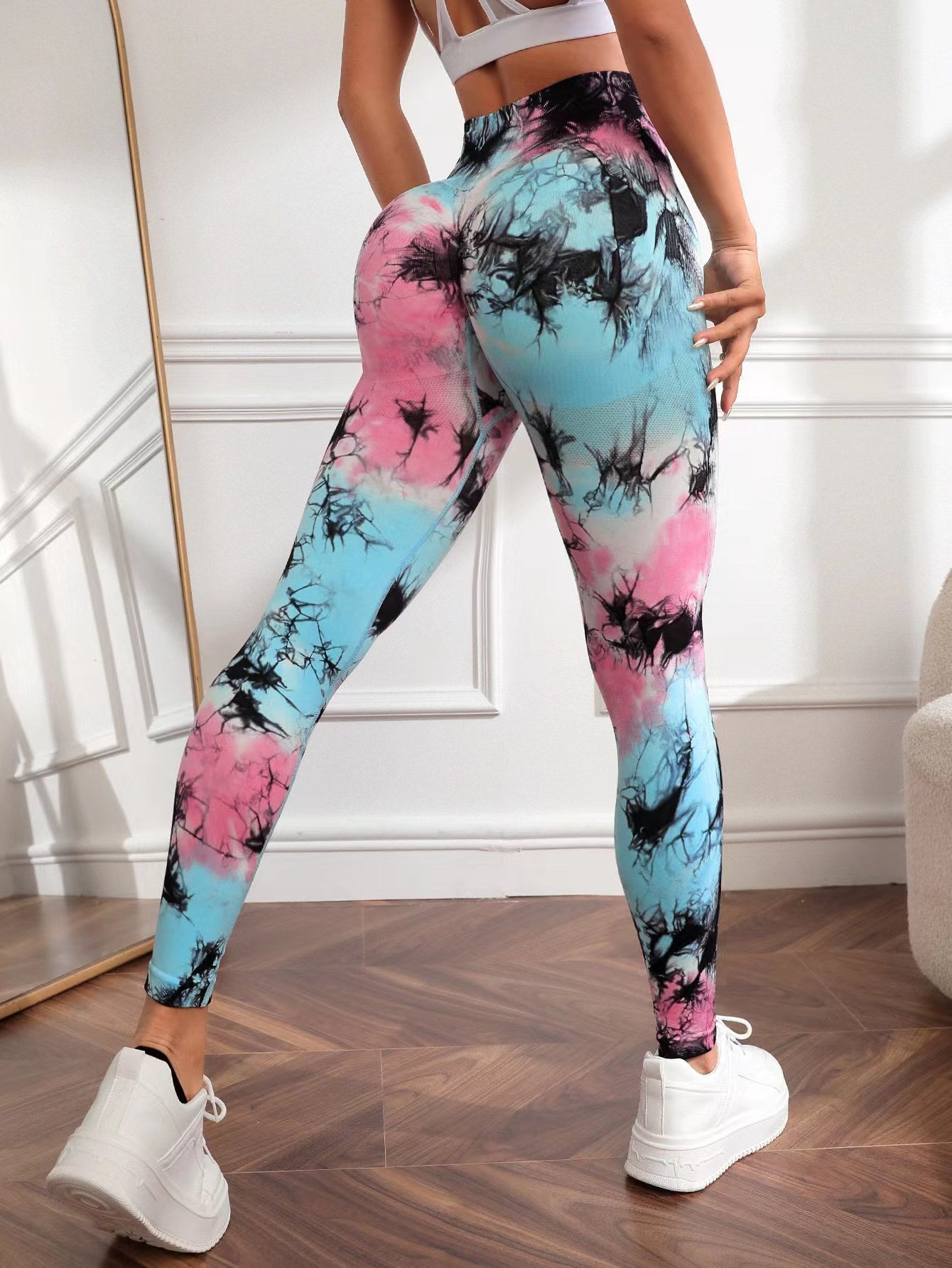 Hip lifting drop dye gradient tie-dye tight height waist sports fitness pants 10 colors-1
