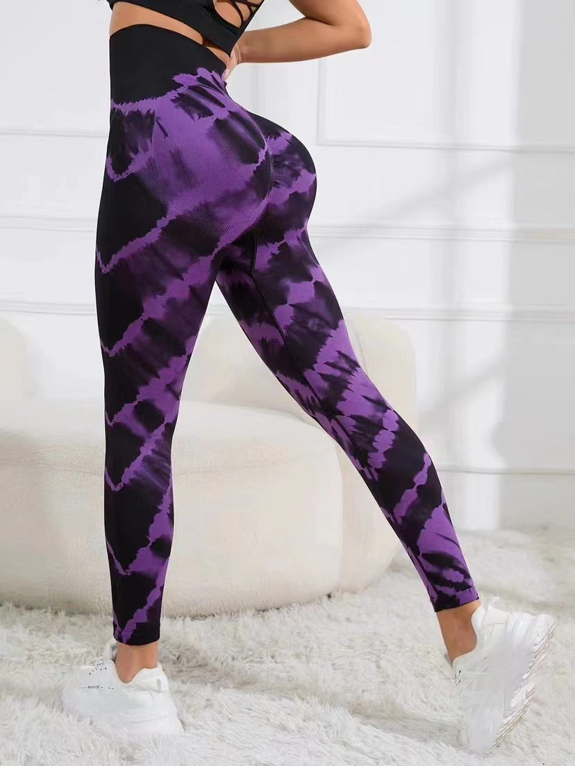 Hip lifting drop dye gradient tie-dye tight height waist sports fitness pants 10 colors-1