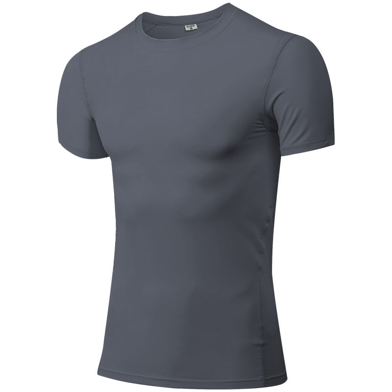 Men's skintight training short sleeve fitness clothes Stretch quick dry T-shirt 12 color 1003