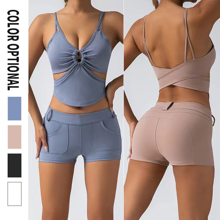 High waist peach butt training running back two-piece set