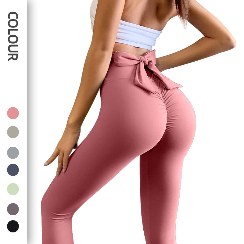 Plus size sexy workout pants with nude bow 7colors
