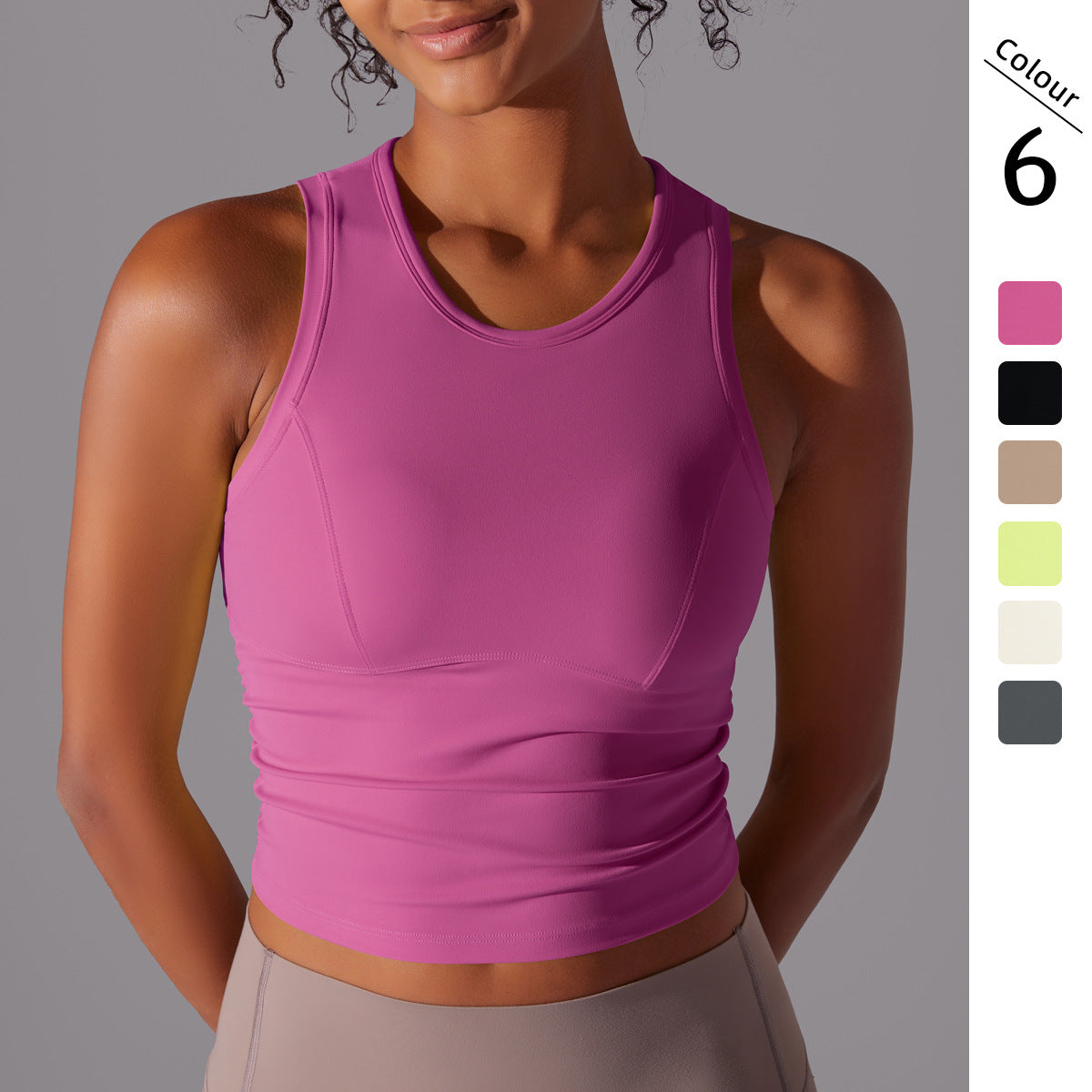 Tight crew neck sports vest yoga wear long top