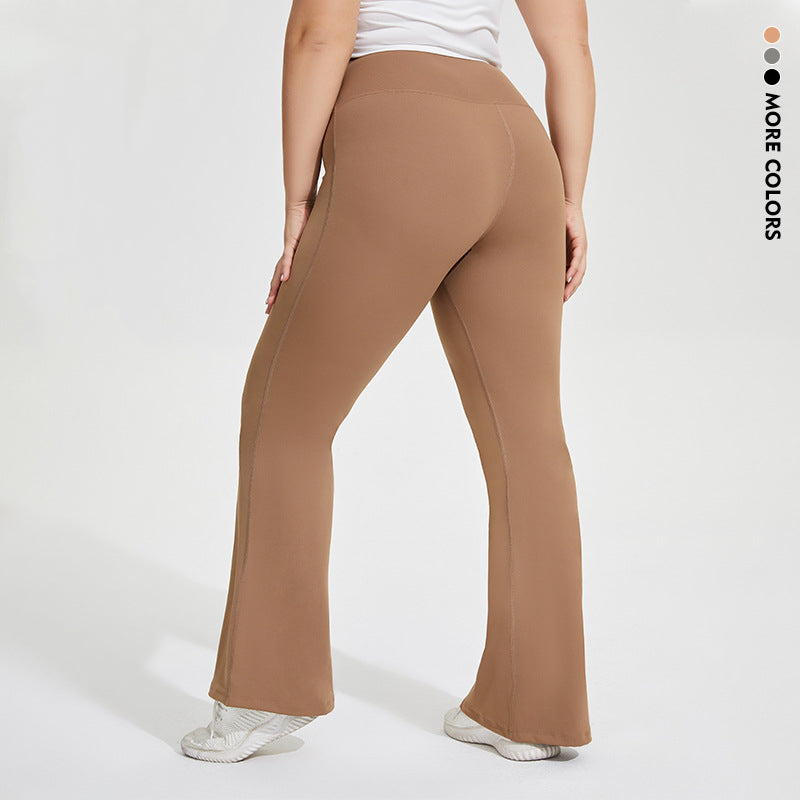 Naked elastic  sports yoga flared pants 3 colors