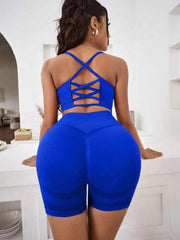 Seamless Yoga Clothing Gathered Sports Underwear Buttocks Shorts Sports Suit Fitness Clothing Yoga Clothing Suit Women  3 Colors