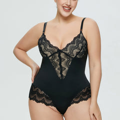 Women's Bodysuit Plus Size Sexy Lingerie Lace Stitching Sexy Thong Suspenders Jumpsuit 3 Colors