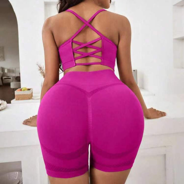 Seamless Yoga Clothing Gathered Sports Underwear Buttocks Shorts Sports Suit Fitness Clothing Yoga Clothing Suit Women  3 Colors