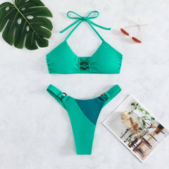 New Bikini Stitching Sexy Swimsuit Plus Size Ladies Split Swimming Clothing 3036  3 Colors