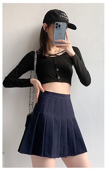 Mid-length elastic waist high waist Korean version A-line skirt large size loose skirt