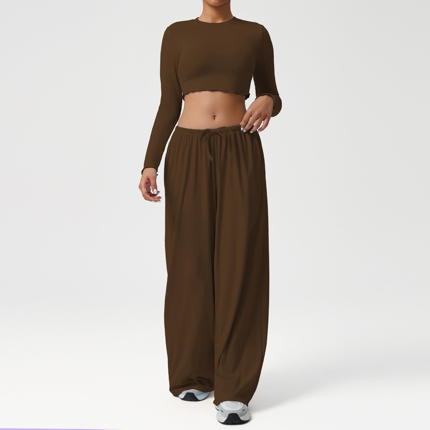 New style suit dance movement loose droop feeling wide leg pants yoga suit slim long sleeve jacket fitness suit