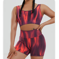 Quick-drying aurora yoga suit sports vest women's nylon bra set 6 colors