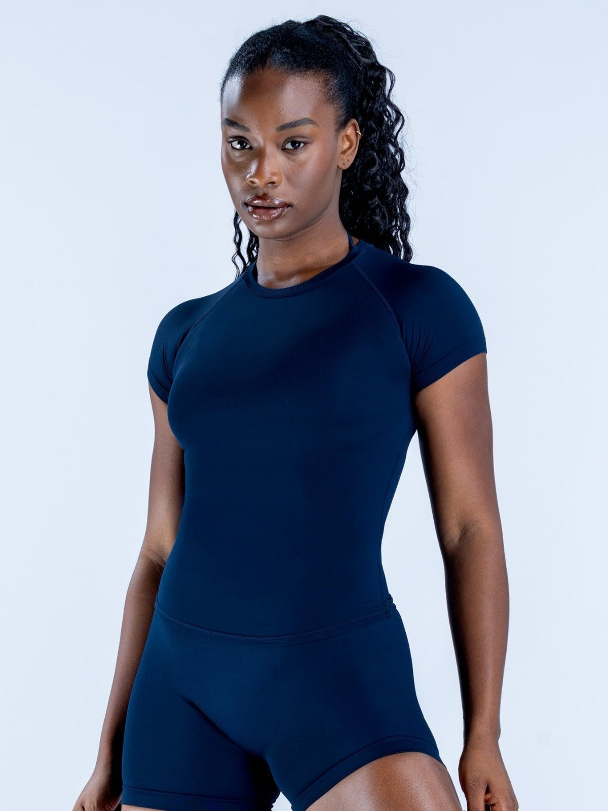 Women's New Regular Shoulder Short Sleeve Sports Set Yoga Fitness Running Top and Shorts