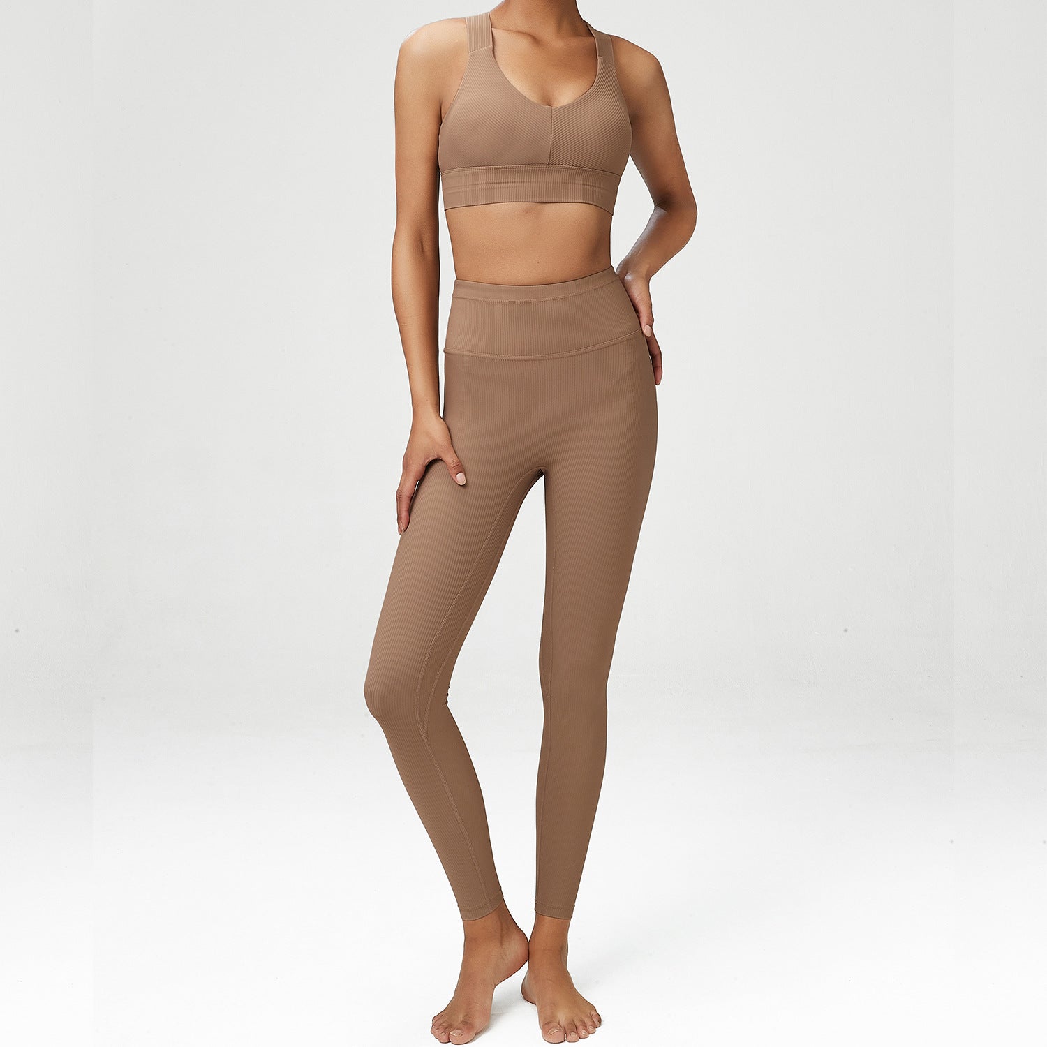 Nude trackless sports yoga wear Two-piece Suit 5 Colors