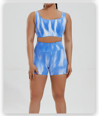 Quick-drying aurora yoga suit sports vest women's nylon bra set 6 colors