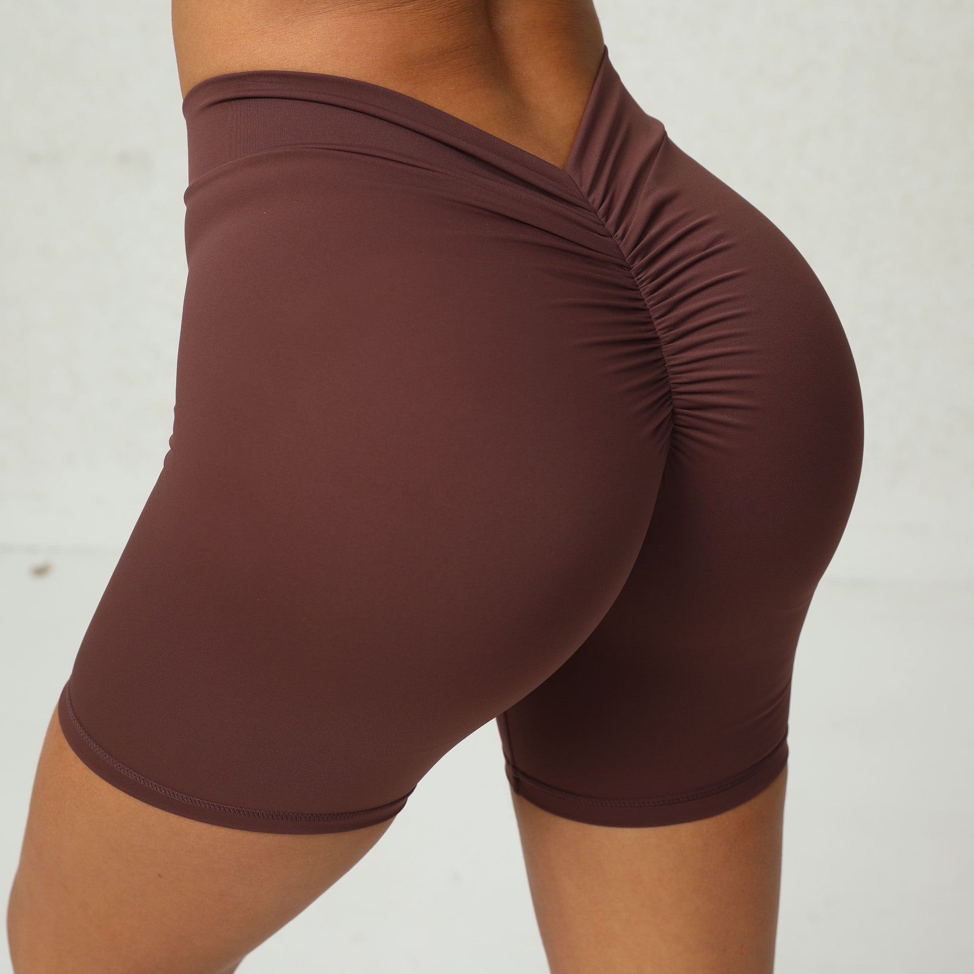 Back Waist Deep V-shaped Wrinkle Tight Hip Peach Hip Fitness Shorts 15 Colors