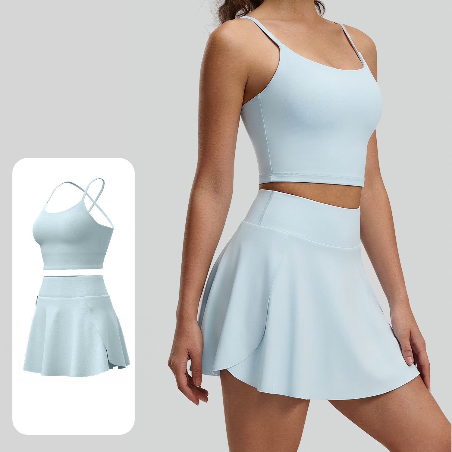 Nude Feel Backless Yoga Set with Built-in Pads Women Fitness Suit