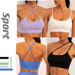 2023 New Sling Sports Bra Cross Beautiful Back Fitness Running Sports Underwear 5 Colors