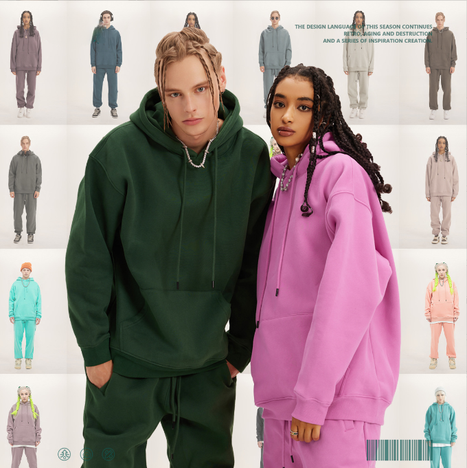 Autumn and winter tide couple plus fleece thick hoodie set 27 colors-20