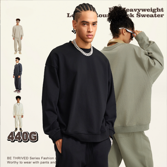 Wool loop 440G loose round neck solid color hoodie 11 colors