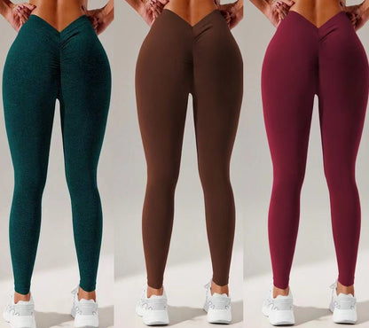 Burst V-waist solid color leopard print seamless high waist hip lift fitness pants 10 color