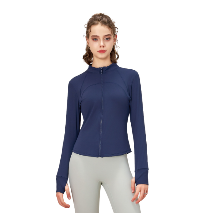 Zipper long sleeve warm fleece yoga jacket