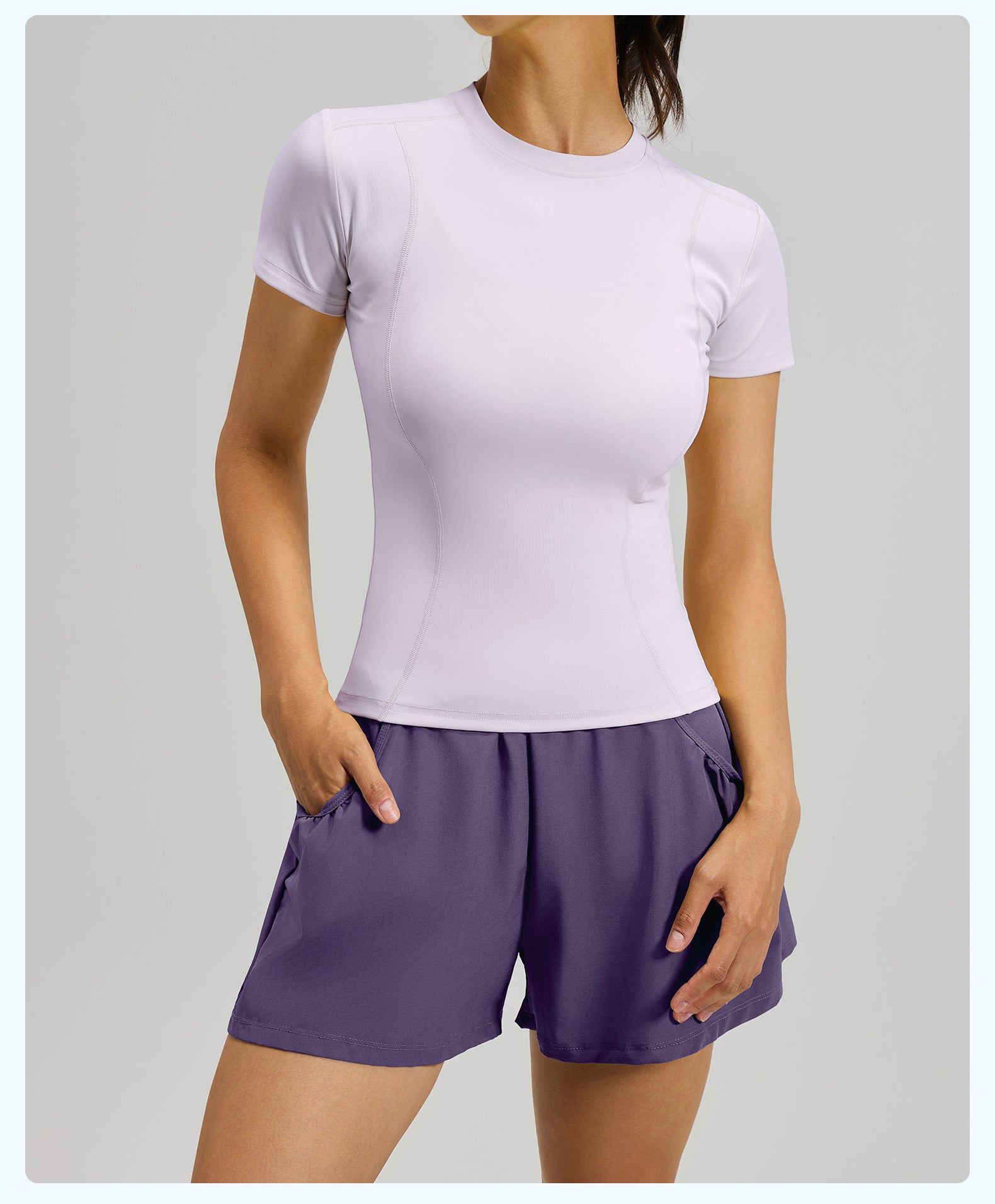 Solid color sports suit high waist tight running hip yoga fitness suit female