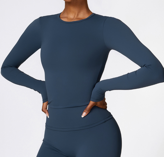 Winter brushed long-sleeved yoga wear, high-intensity fitness wear,running top 8519