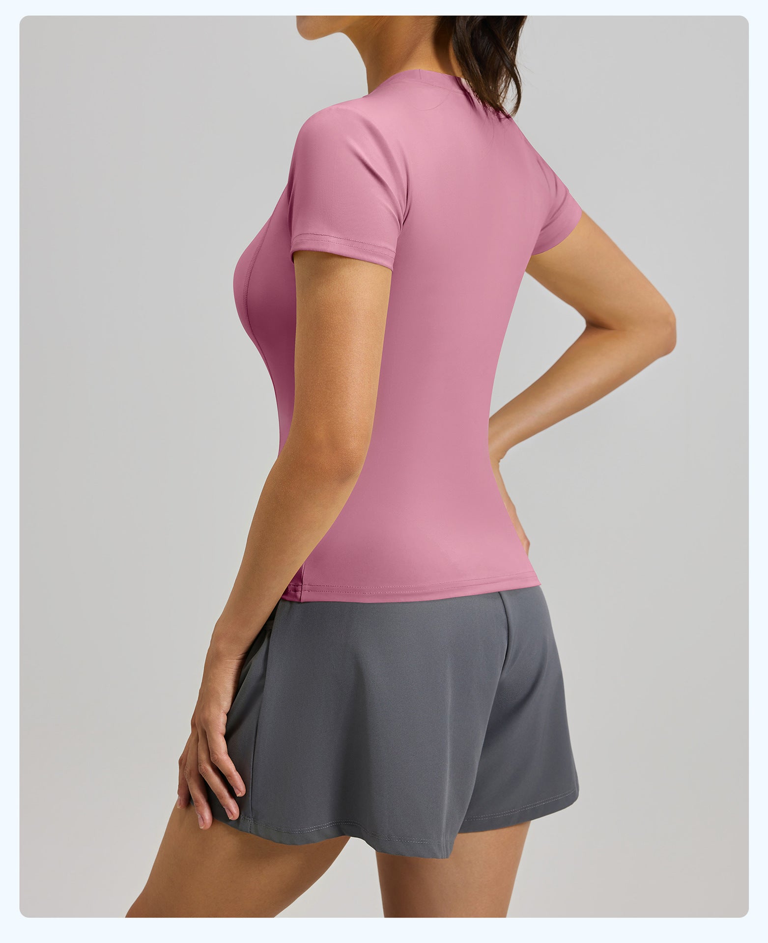 Solid color sports suit high waist tight running hip yoga fitness suit female