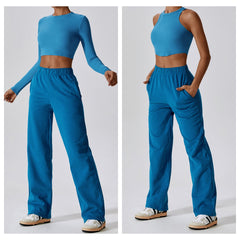 Sports vest quick dry slim slim long sleeve yoga pants 8188 5 colors
