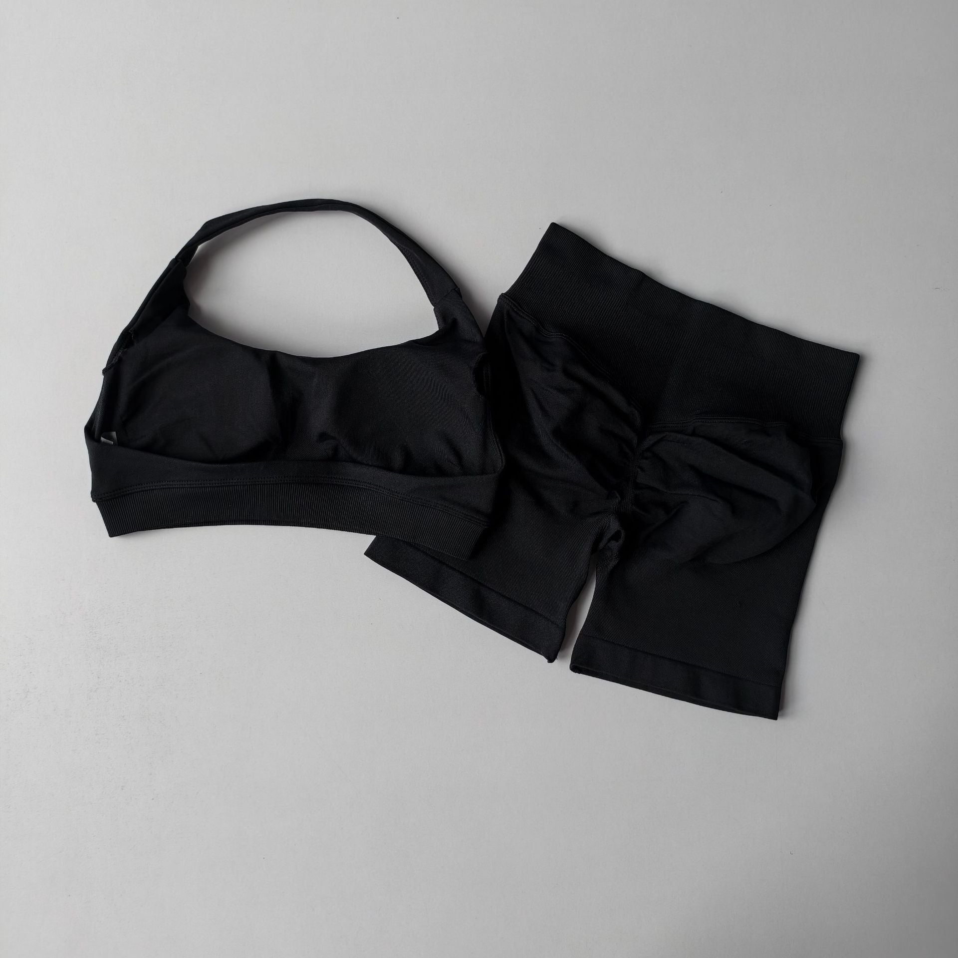 Women Halter Neck High Waist Yoga Tracksuit Slim Fitness Shorts Set