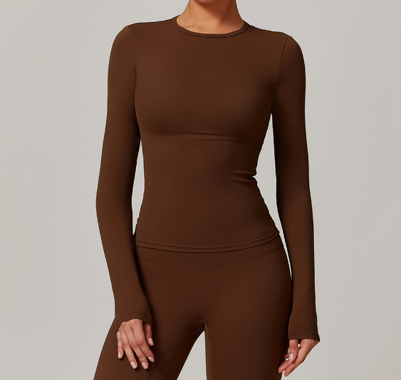 Winter brushed long-sleeved yoga wear, high-intensity fitness wear,running top 8519