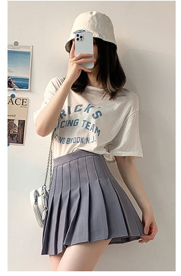 Mid-length elastic waist high waist Korean version A-line skirt large size loose skirt