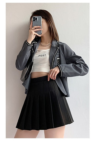 Mid-length elastic waist high waist Korean version A-line skirt large size loose skirt