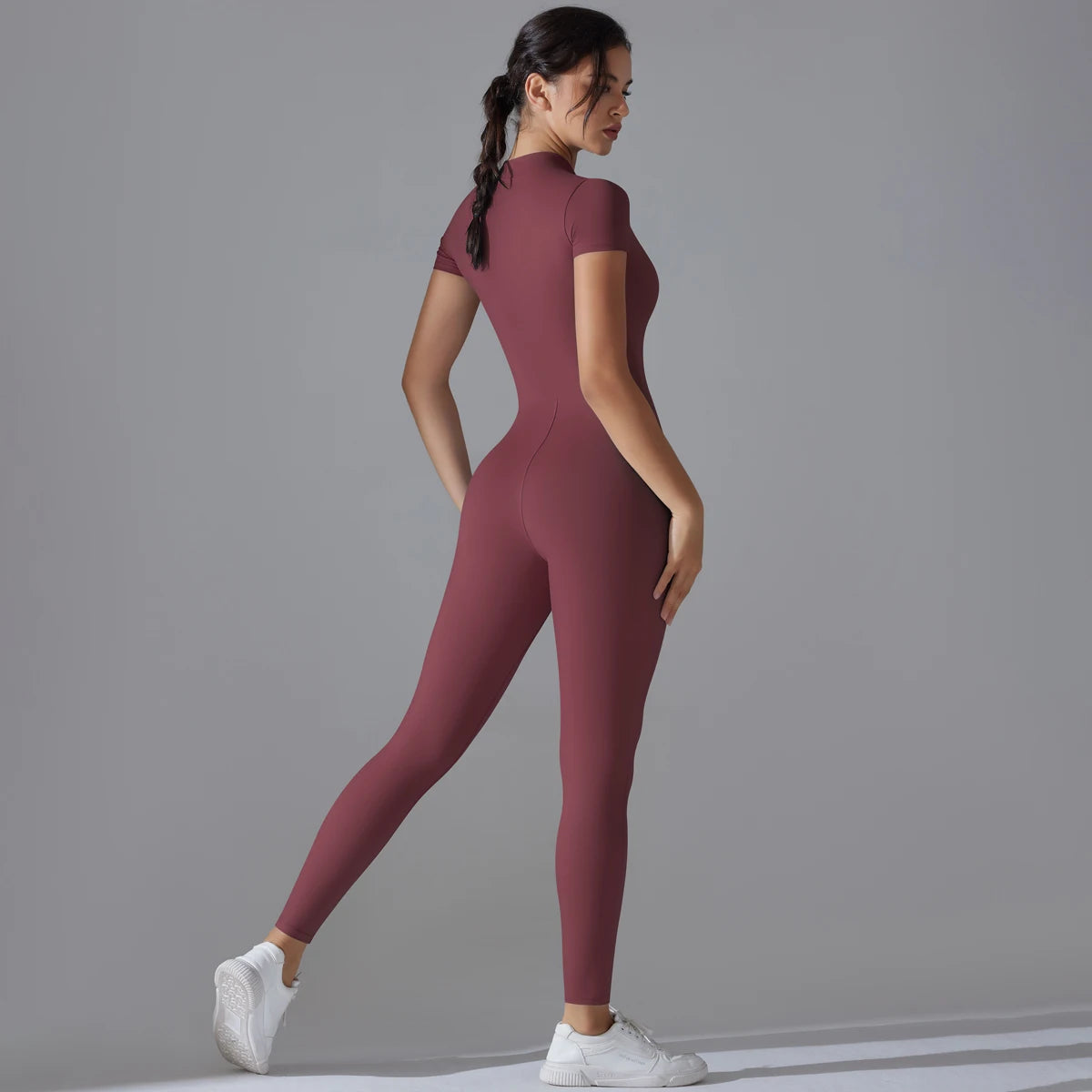 One Piece Yoga Wear Breathable Front Zipper Sportswear One Piece Women Jumpsuit