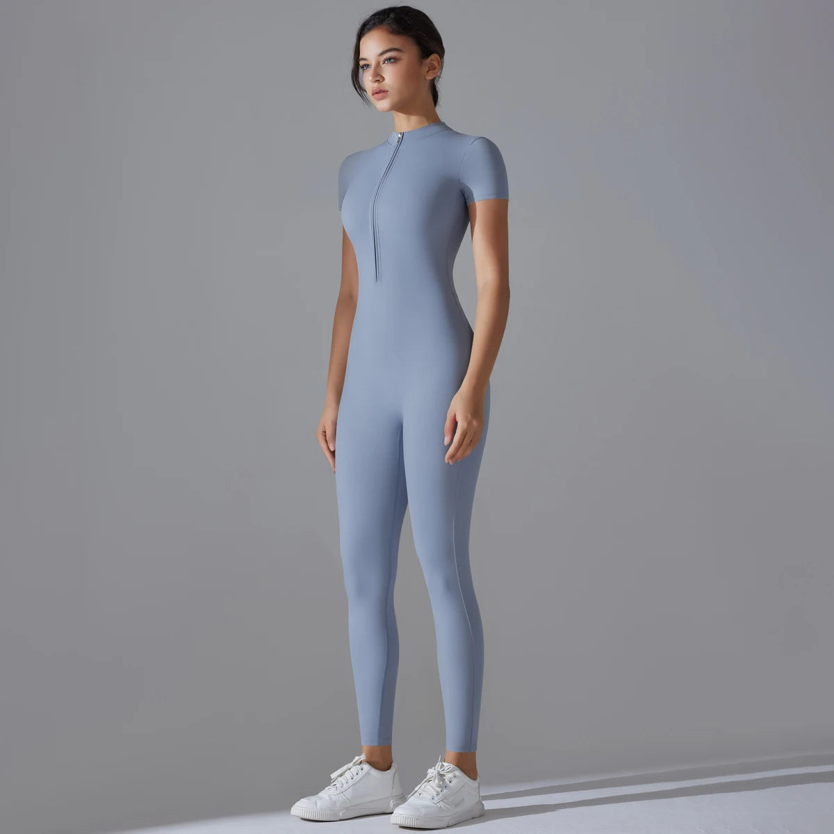 One Piece Yoga Wear Breathable Front Zipper Sportswear One Piece Women Jumpsuit