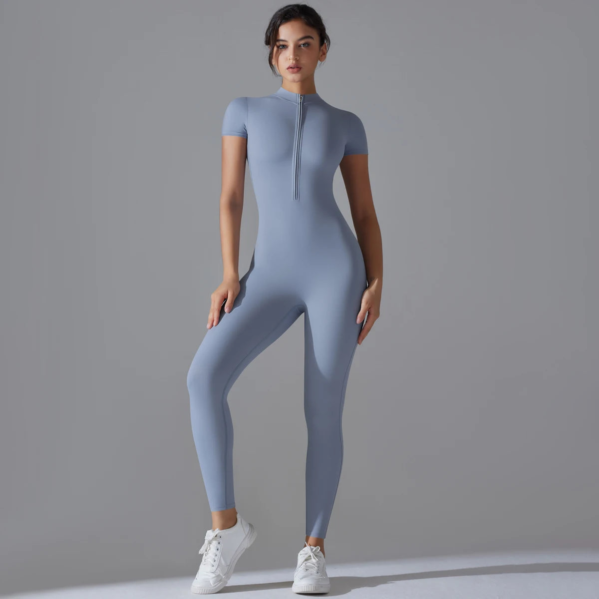 One Piece Yoga Wear Breathable Front Zipper Sportswear One Piece Women Jumpsuit