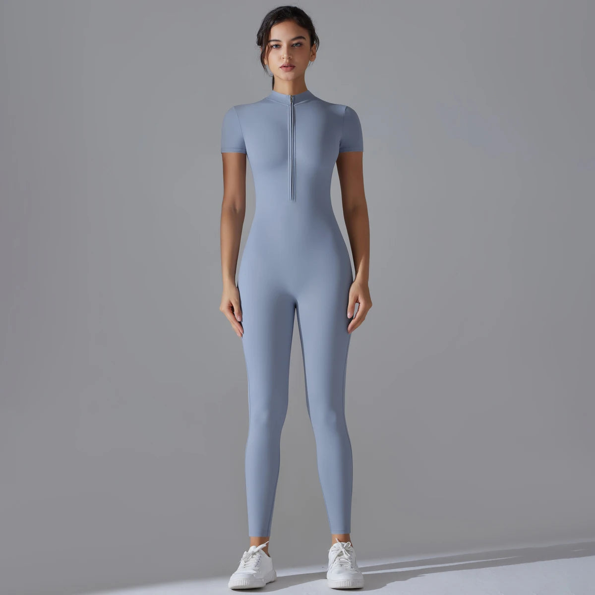 One Piece Yoga Wear Breathable Front Zipper Sportswear One Piece Women Jumpsuit