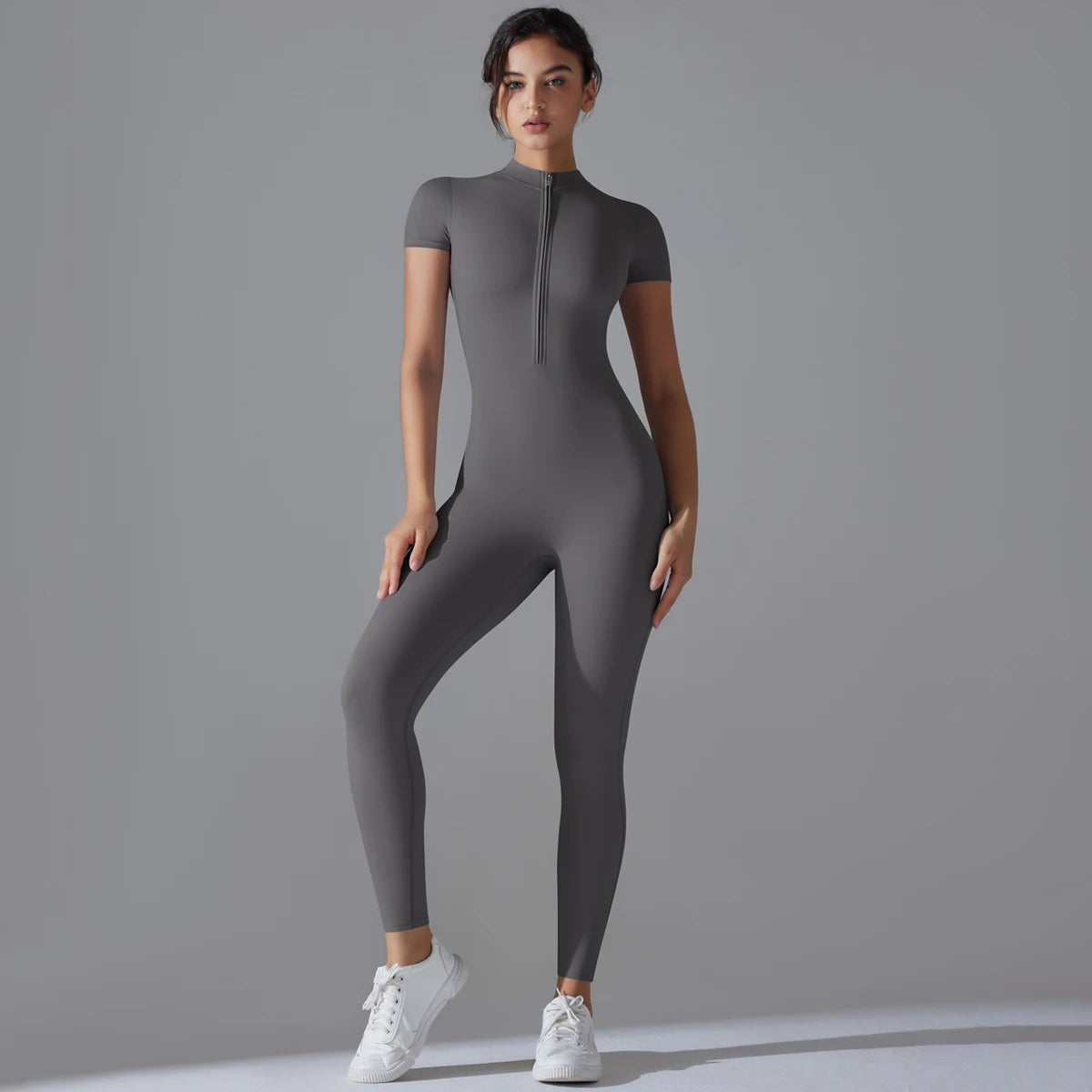 One Piece Yoga Wear Breathable Front Zipper Sportswear One Piece Women Jumpsuit