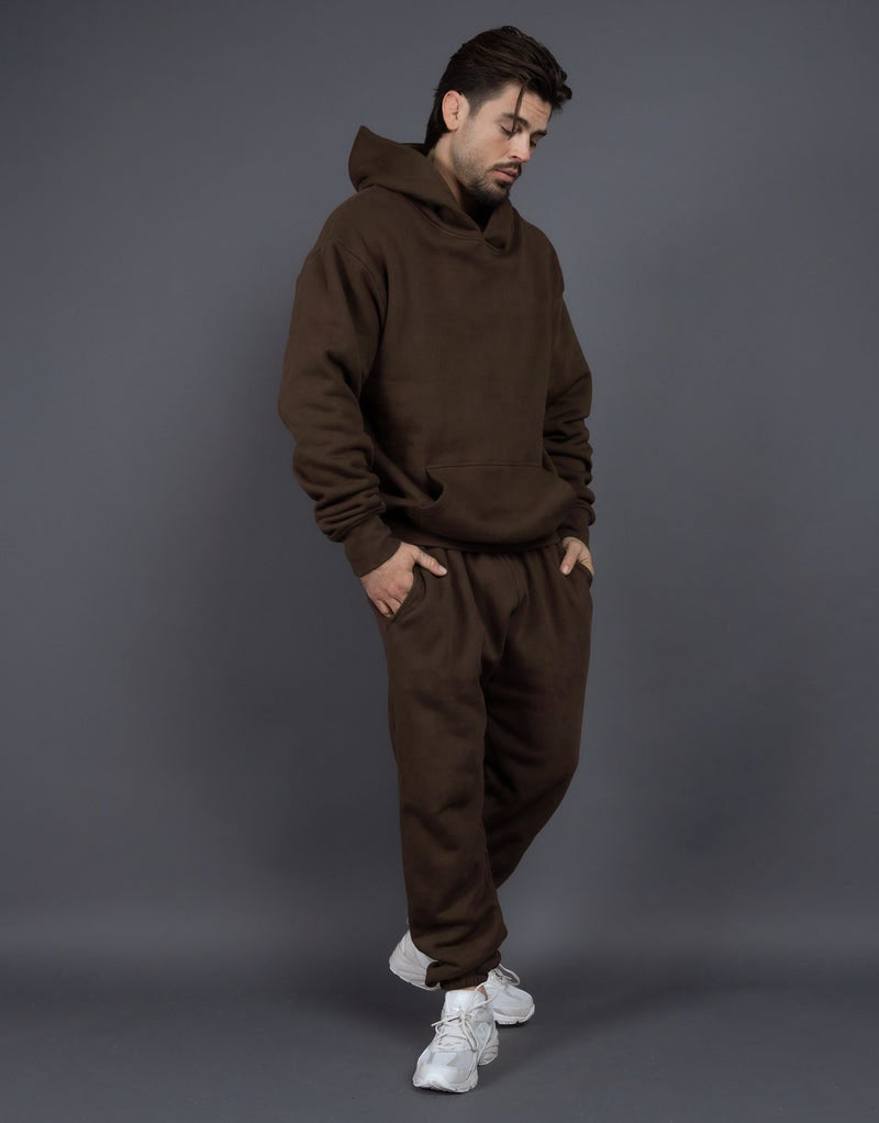 400G fleece plus thick suit men's and women's loose hoodie pants two-piece set 6color