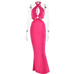 Stylish patchwork halter halter halter dress 3 colors