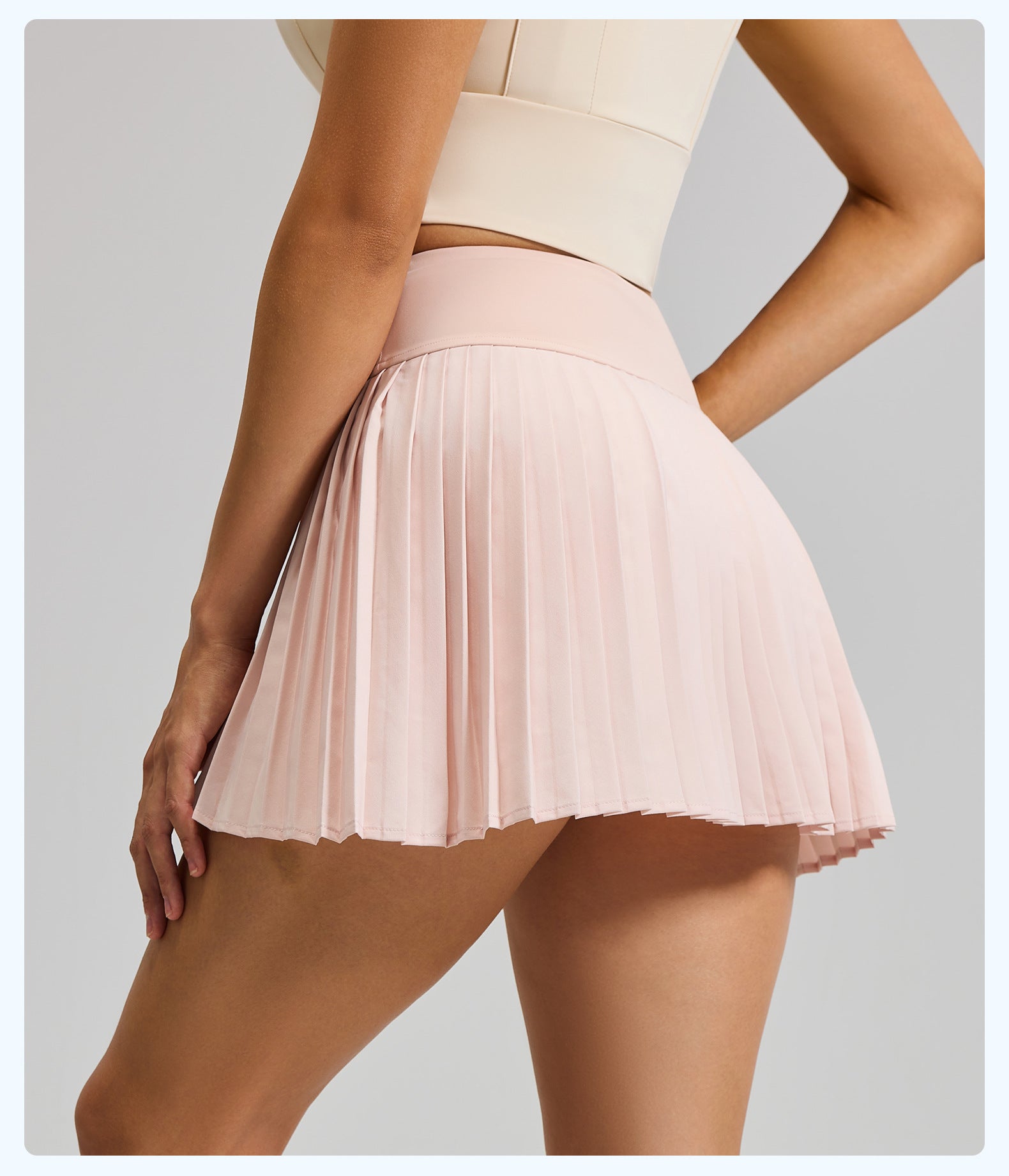 Summer Mock Two-Piece Split Pleated Sports Skirt, Women Anti-Chafing Tennis Skort with Pockets for Yoga & Fitness