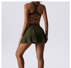 Tennis culottes pleated mini skirt anti-slip fitness skirt suit 8165 5 colors
