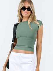 Y2K sexy backless nylon hygroscopic and perspirant comfortable breathable short-sleeved slim-fit top
