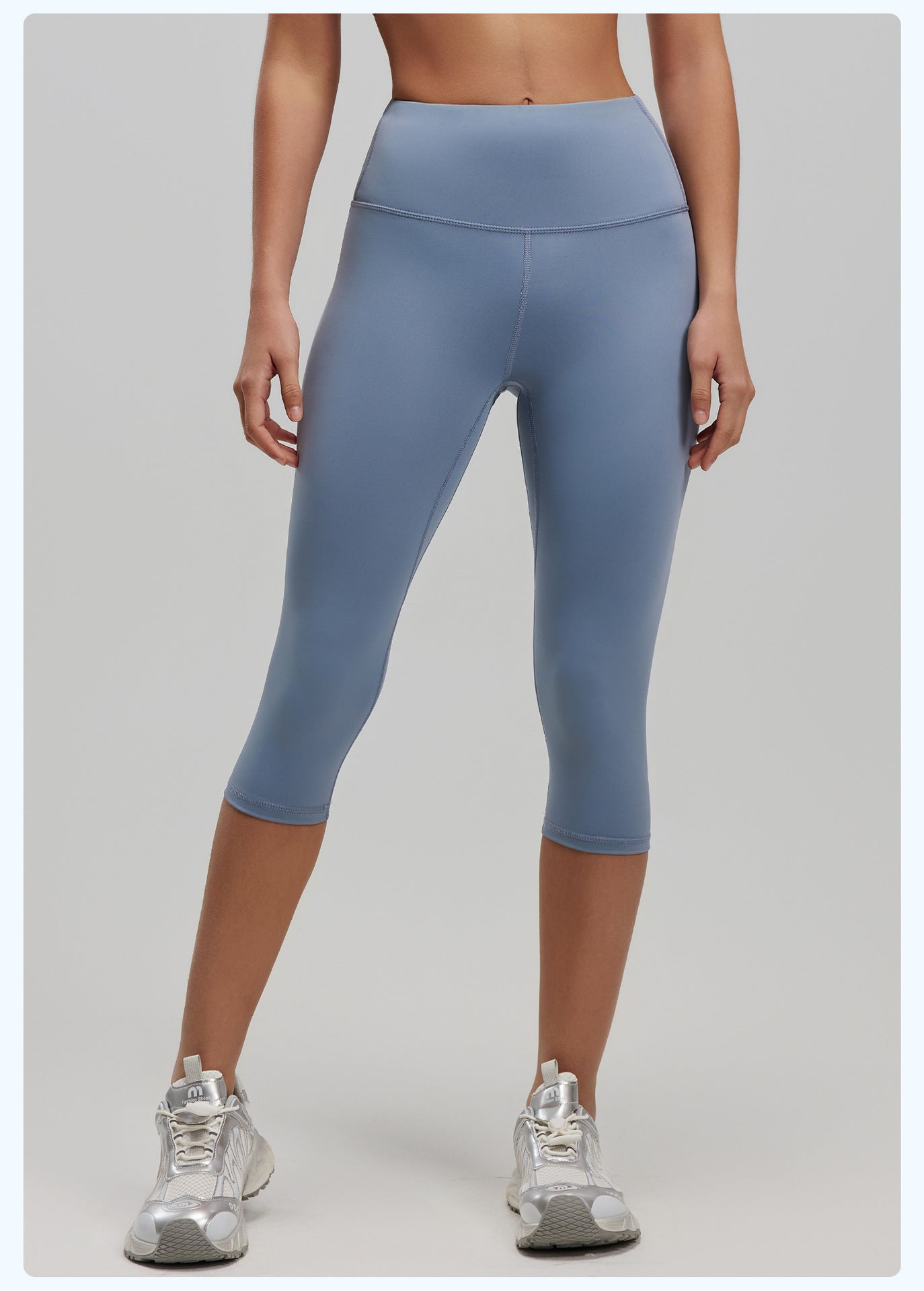Women's High Waist 7/8 Length Fitness Leggings, Stretchy Hip Lifting Yoga Pants, Tight Peach Butt Sports Trousers