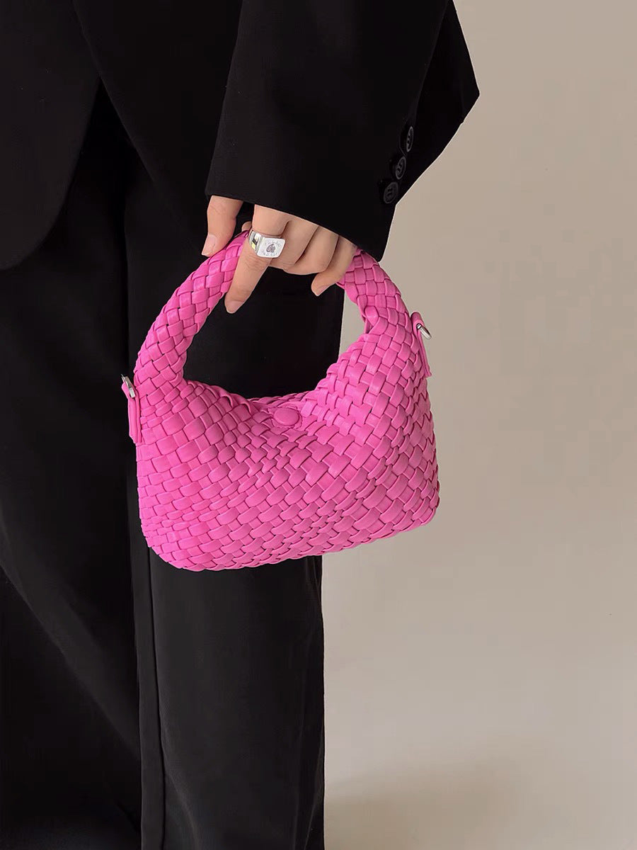 Barbie Pink Crescent Bag Braided diagonal women's tote underarm bag