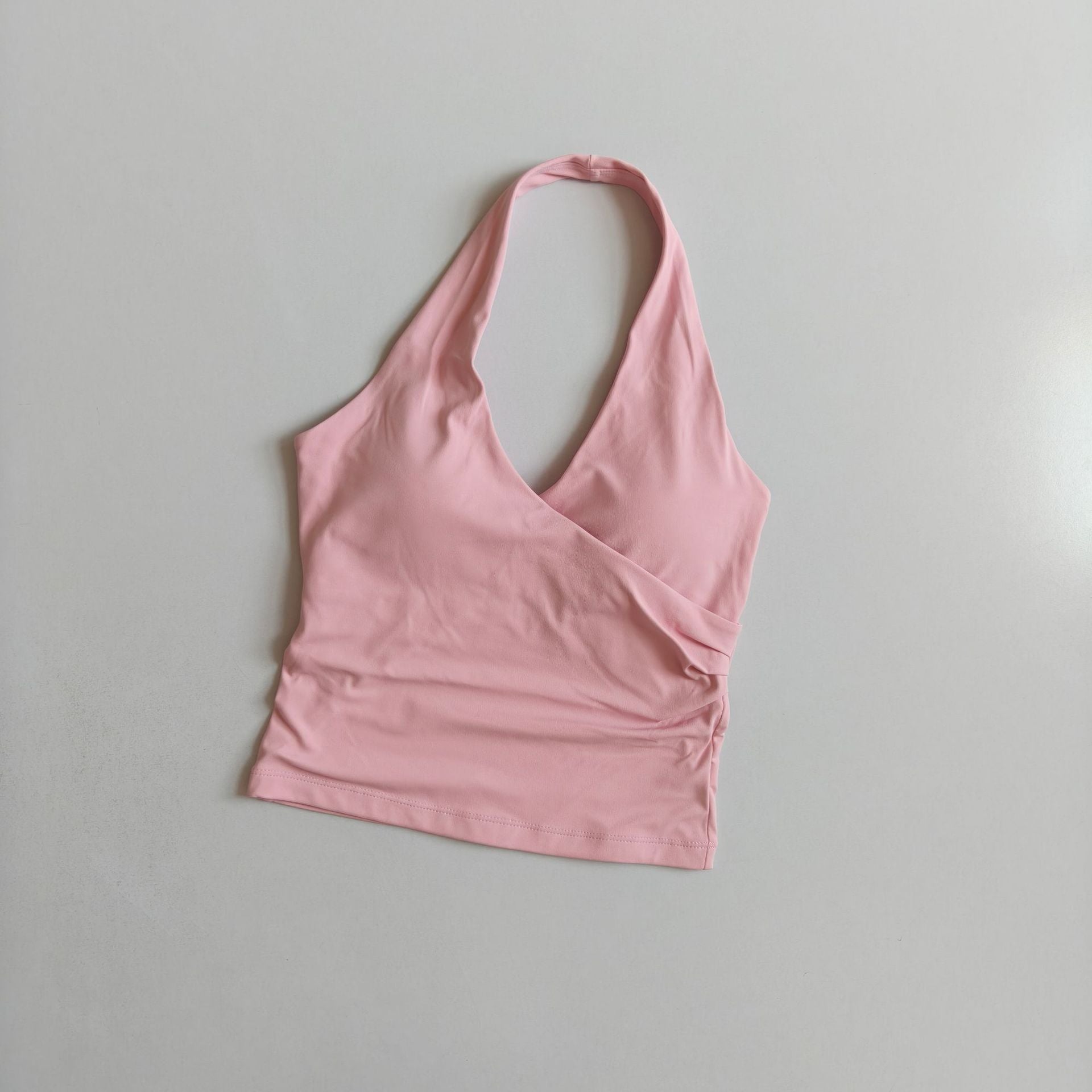 New Women V-Neck Halter Cross Back Sports Bra with Built-in Pads, Quick Dry Yoga Tank Top for Workout Fitness
