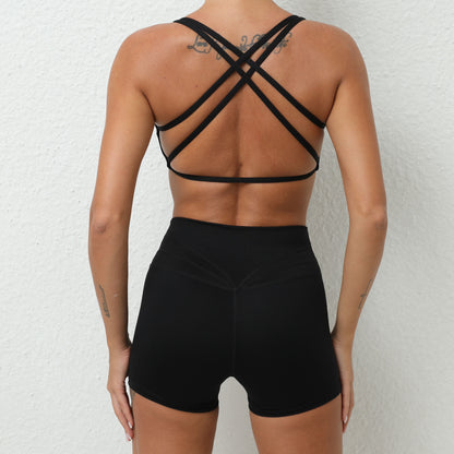 Cross back yoga suit two-piece running fast dry tight 6 colors