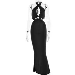 Stylish patchwork halter halter halter dress 3 colors